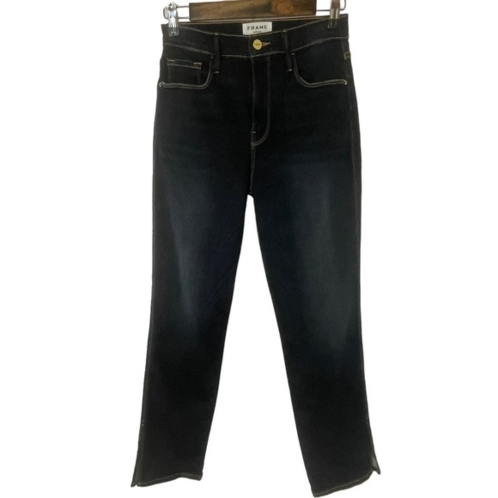 Frame Denim Blue Jean Le Sylvie Slender Straight Cabana Split Hem